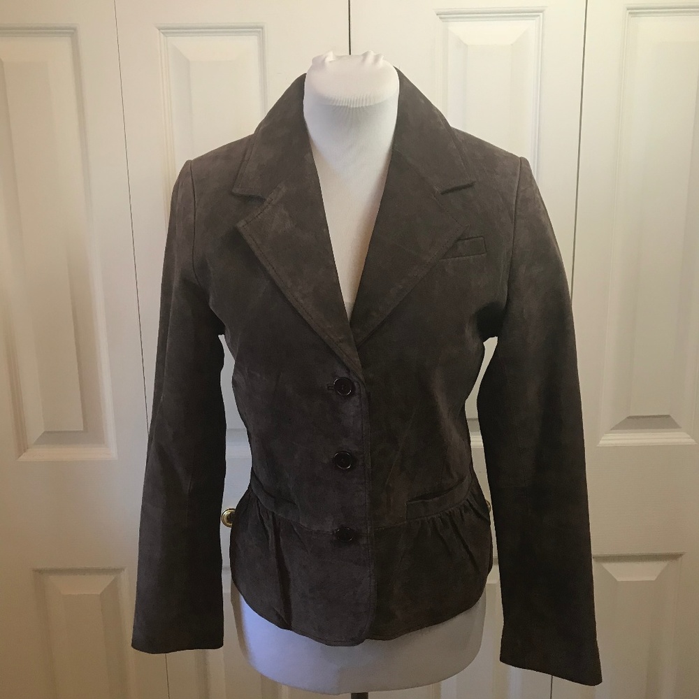Pursuits Ltd Brown Suede Jacket sz Med Petite